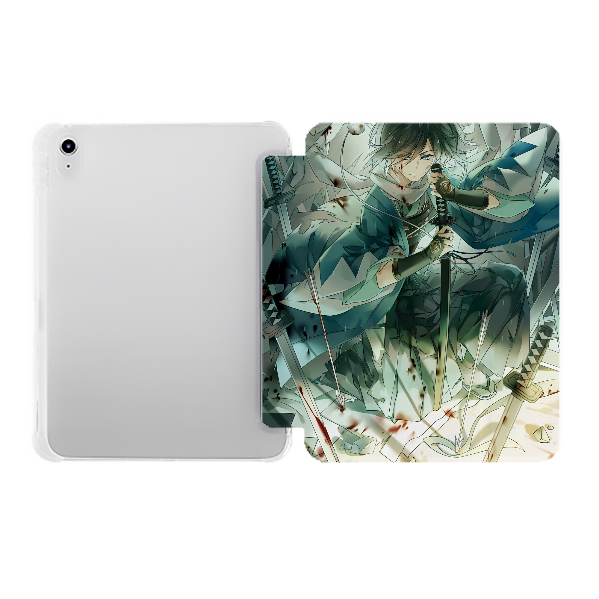 （画像用） 刀剣乱舞 Touken Ranbu IPad ケース ペン収納付き 三つ折りスタンド PUレザー×シリコン 対応機種9.5/10.5/10.9インチ